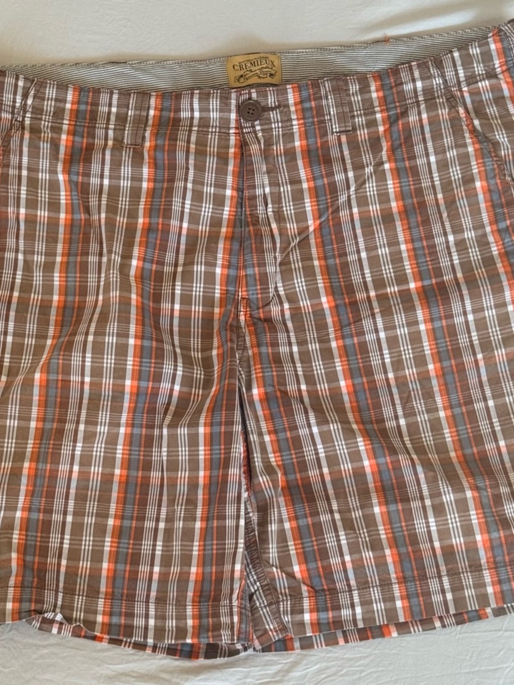 Daniel Cremieux Brown Plaid Shorts with Orange and White Stripes